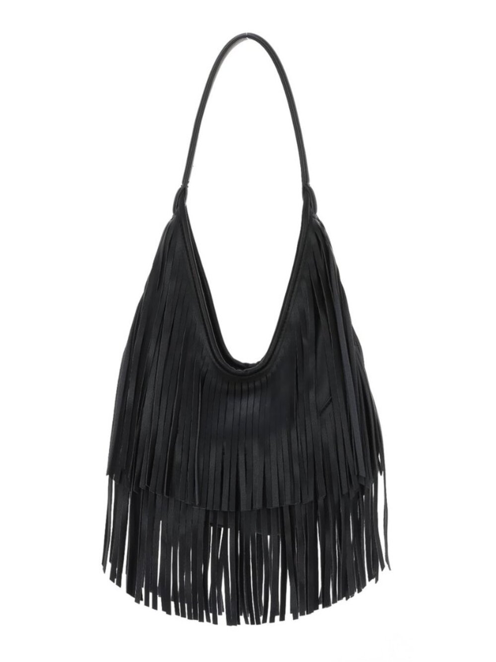 Fringe Bag for Women Black Tassel Shoulder Bag Western Hobo Purse Vegan Leather